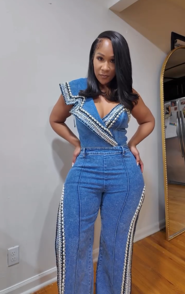 Pearl Rhinestone Top & Jeans Set