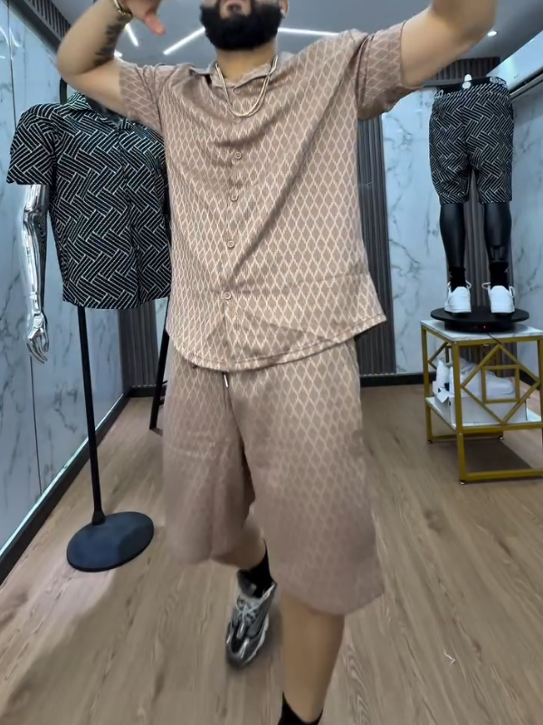 Men's Silk Versatile Shirt & Shorts Suit