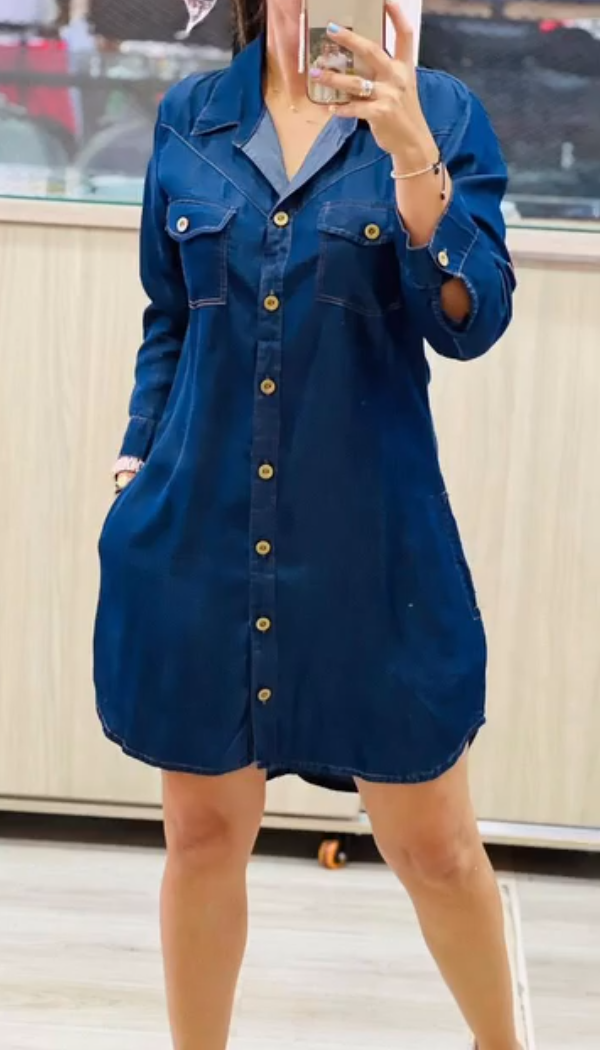 Denim Shirt Pocket Dress