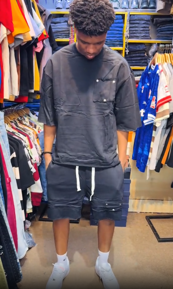 Couple's Solid Color Casual Top & Shorts Set