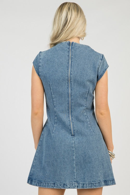 Cute and Firty Pocket Denim Dress