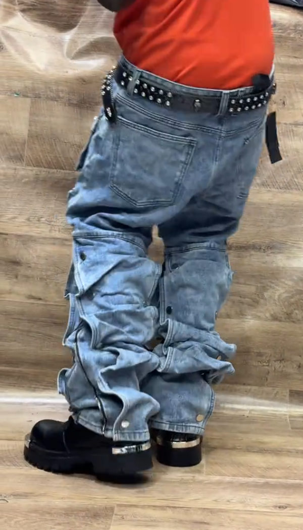 Multi-pocket Personalized Casual Jeans