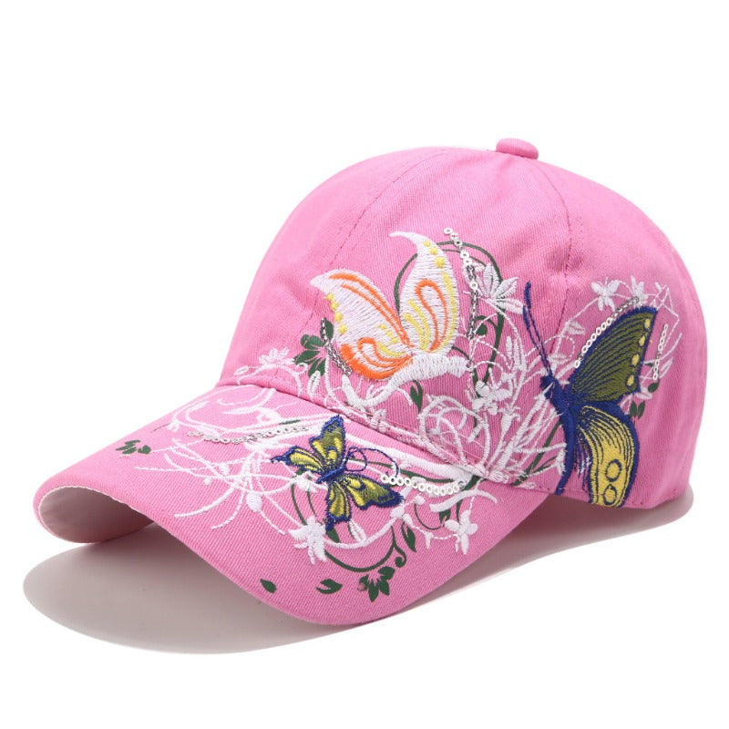 Sequined Butterfly Embroidered Cap