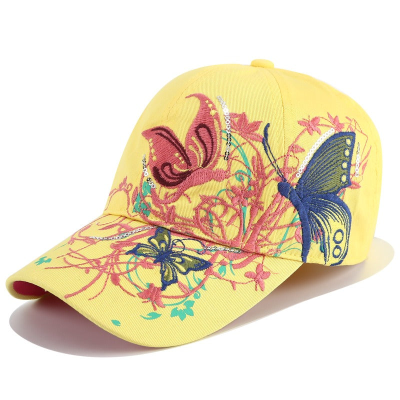Sequined Butterfly Embroidered Cap