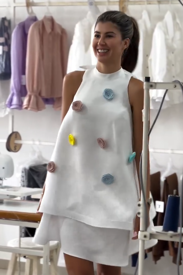 3D Flower Chic Halter Neck Dress Top