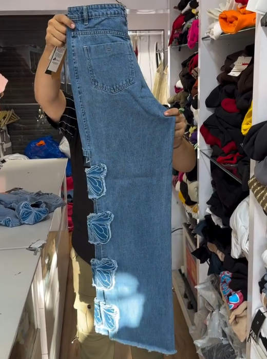 New Embroidered Butterfly Trendy Denim Pants