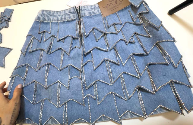 Chic Jewel Denim Skirt