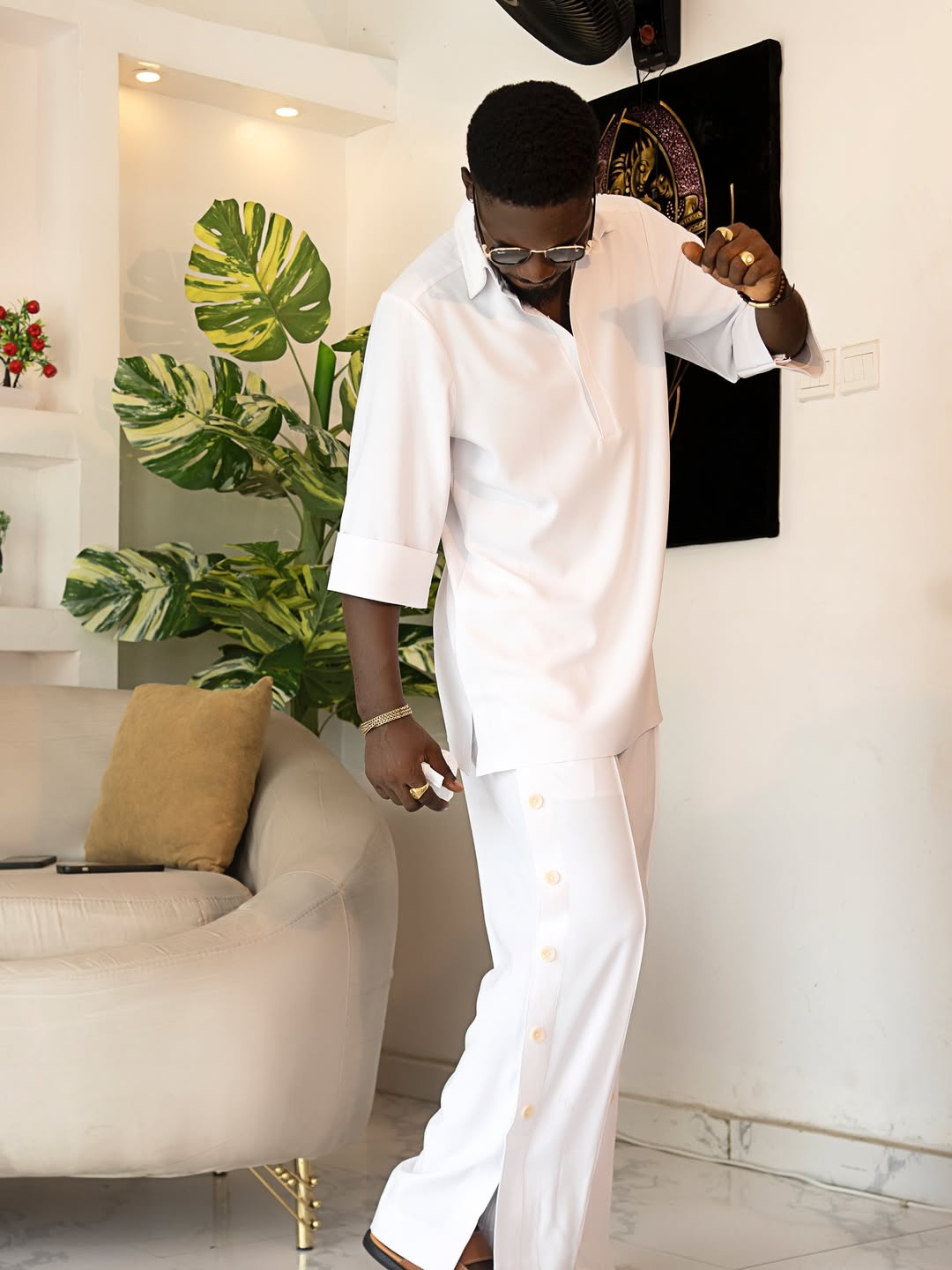 Men's Comfortable Loose Polo Shirt & Pants Set