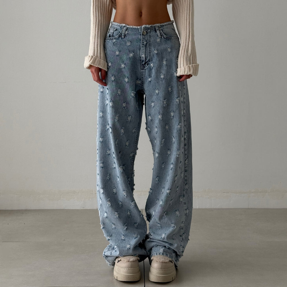 Women's Fashion Vintage Raw Edge Jeans