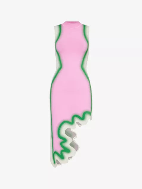 Tie-Dye Chic Wave Midi Dress