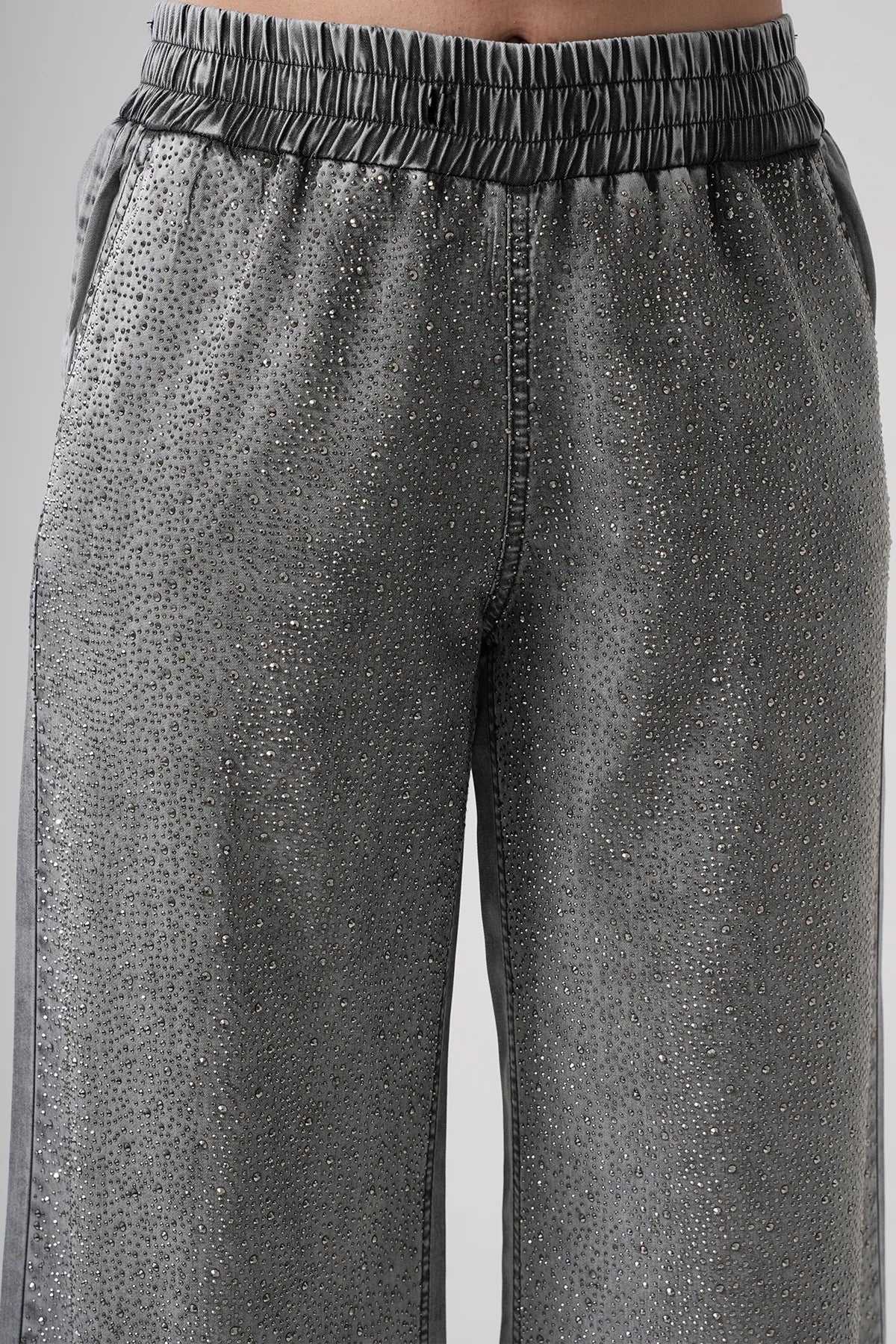 Elastic Loose Shiny Jeans