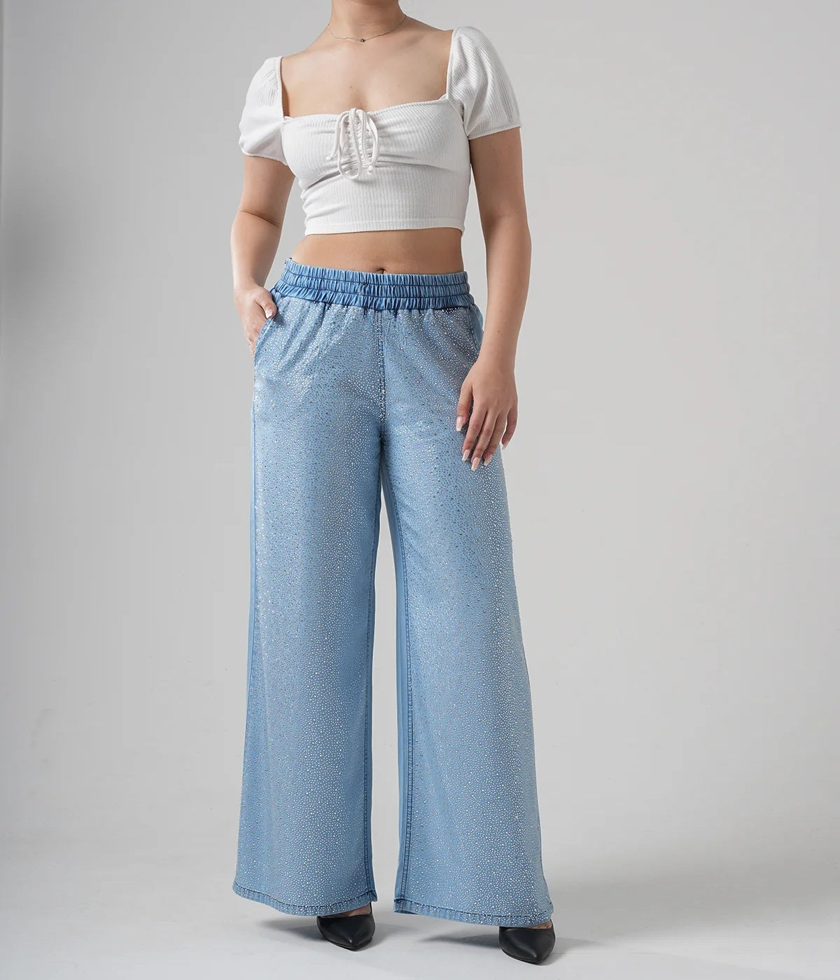 Elastic Loose Shiny Jeans