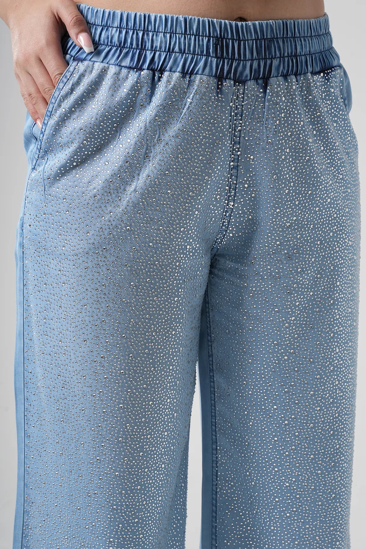 Elastic Loose Shiny Jeans