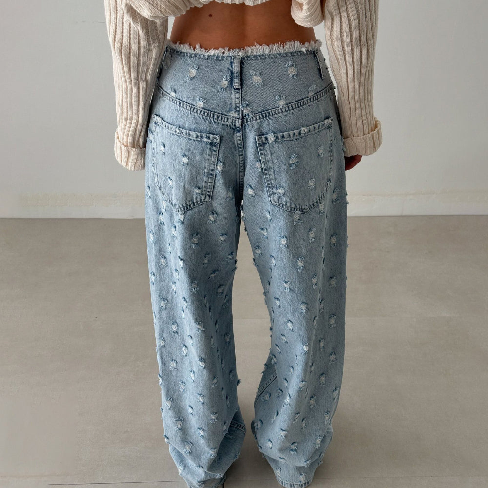 Women's Fashion Vintage Raw Edge Jeans