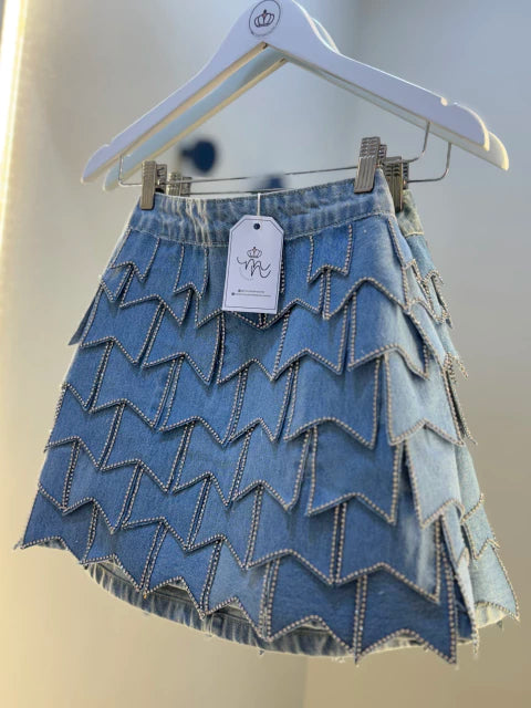 Chic Jewel Denim Skirt