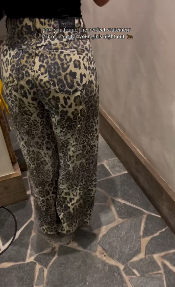 Chic Leopard Shiny Wide Jeans