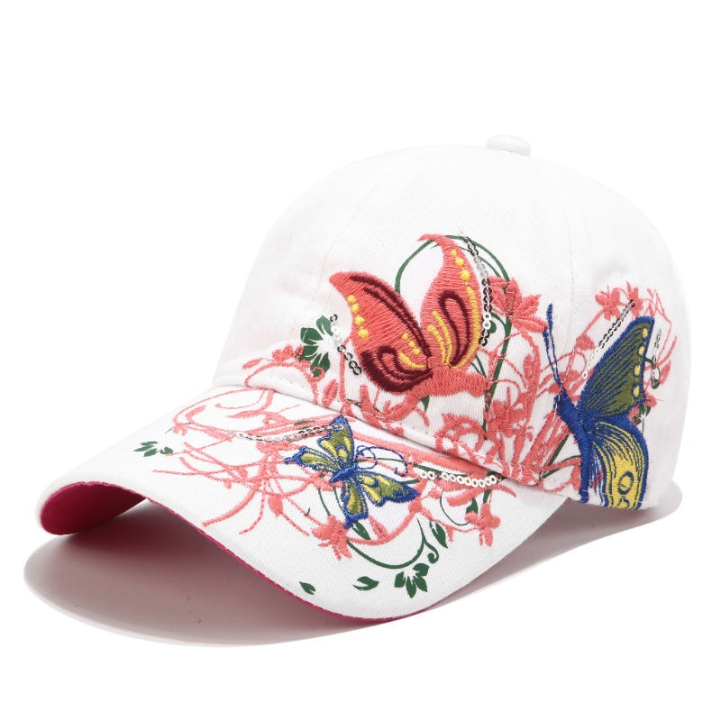 Sequined Butterfly Embroidered Cap