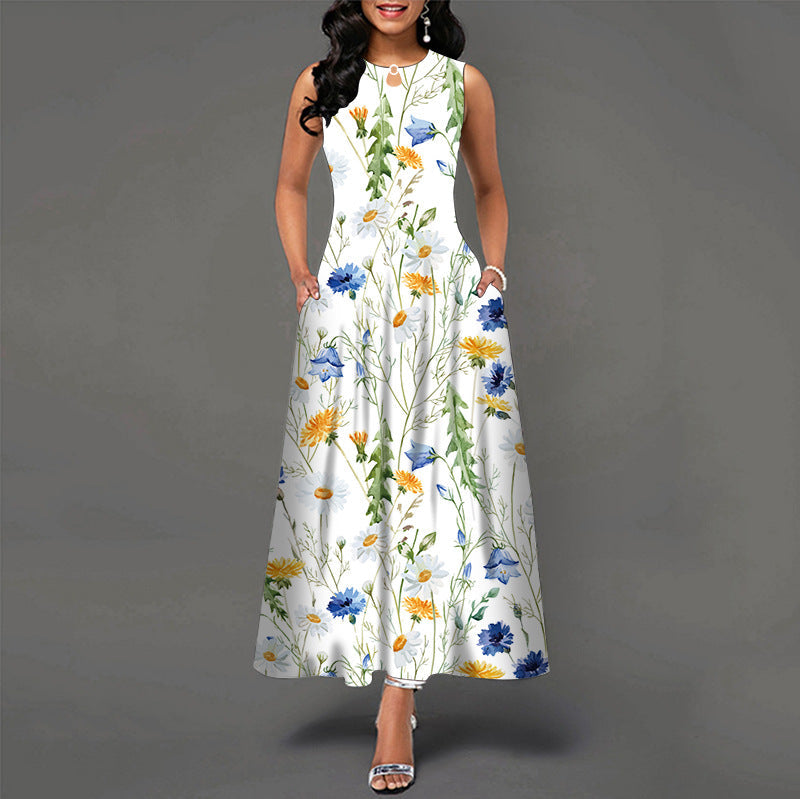 Trendy Sleeveless Round Neck Maxi Dress