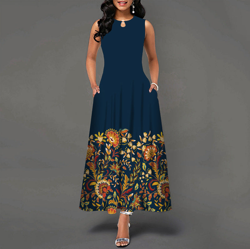 Trendy Sleeveless Round Neck Maxi Dress