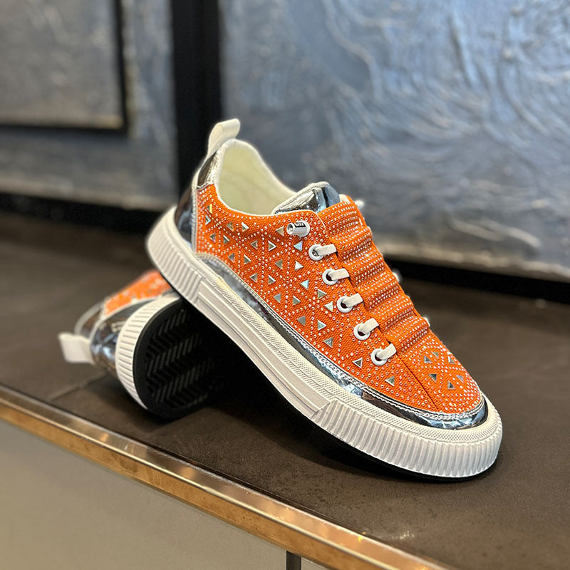 Couple's Rhinestone Glossy Casual Shoes