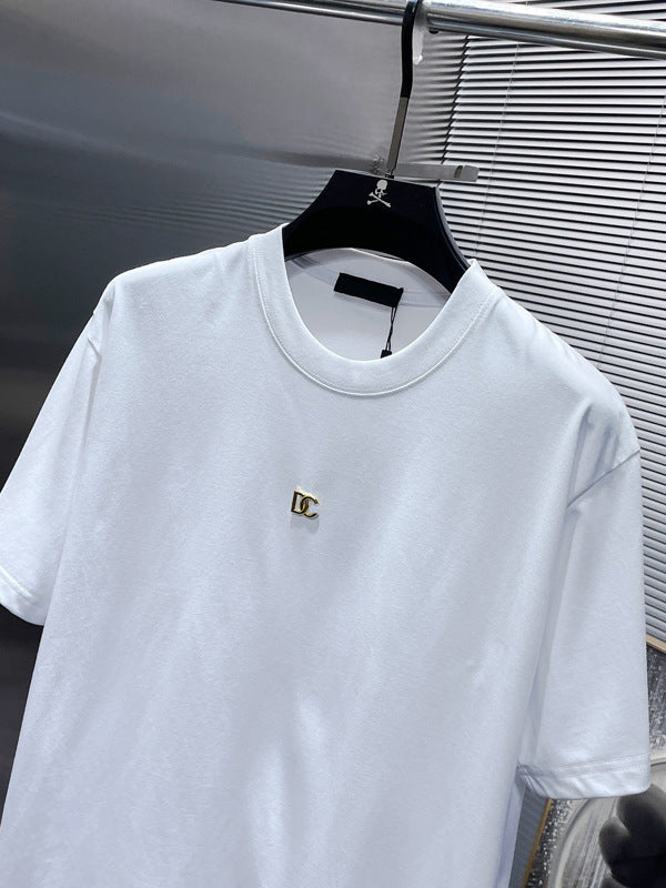 Lettering cotton short-sleeved top