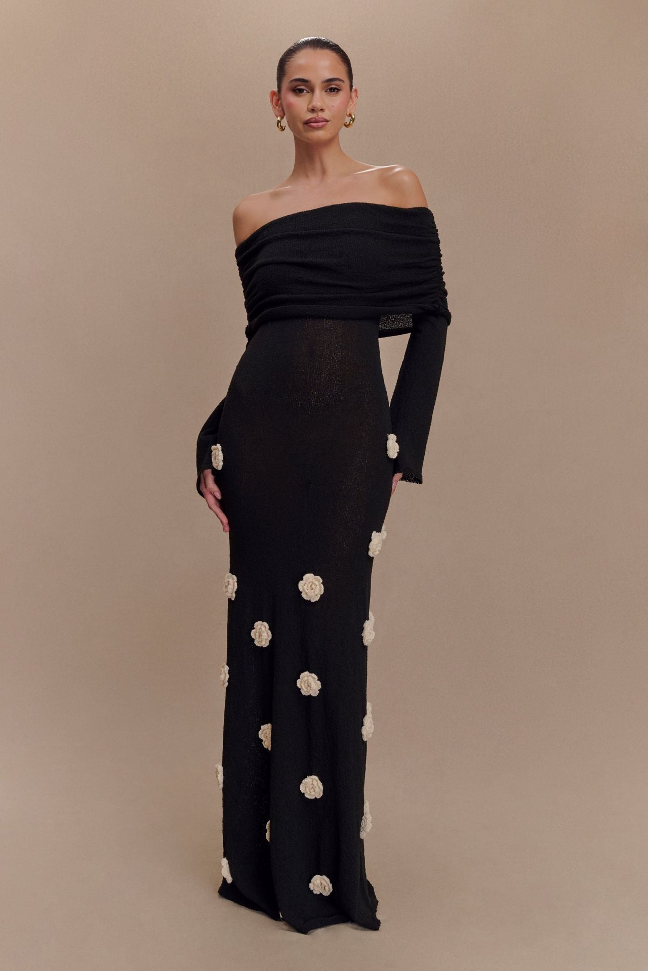 Knitted Floral Maxi Dress