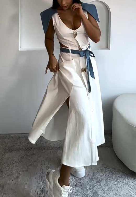 Chic Lapel Pocket Casual Dress