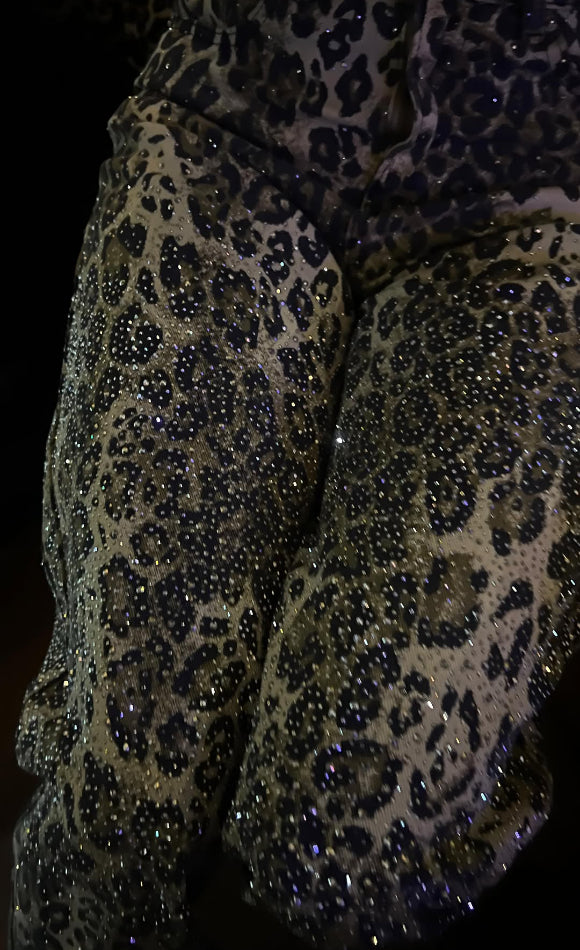 Chic Leopard Shiny Wide Jeans