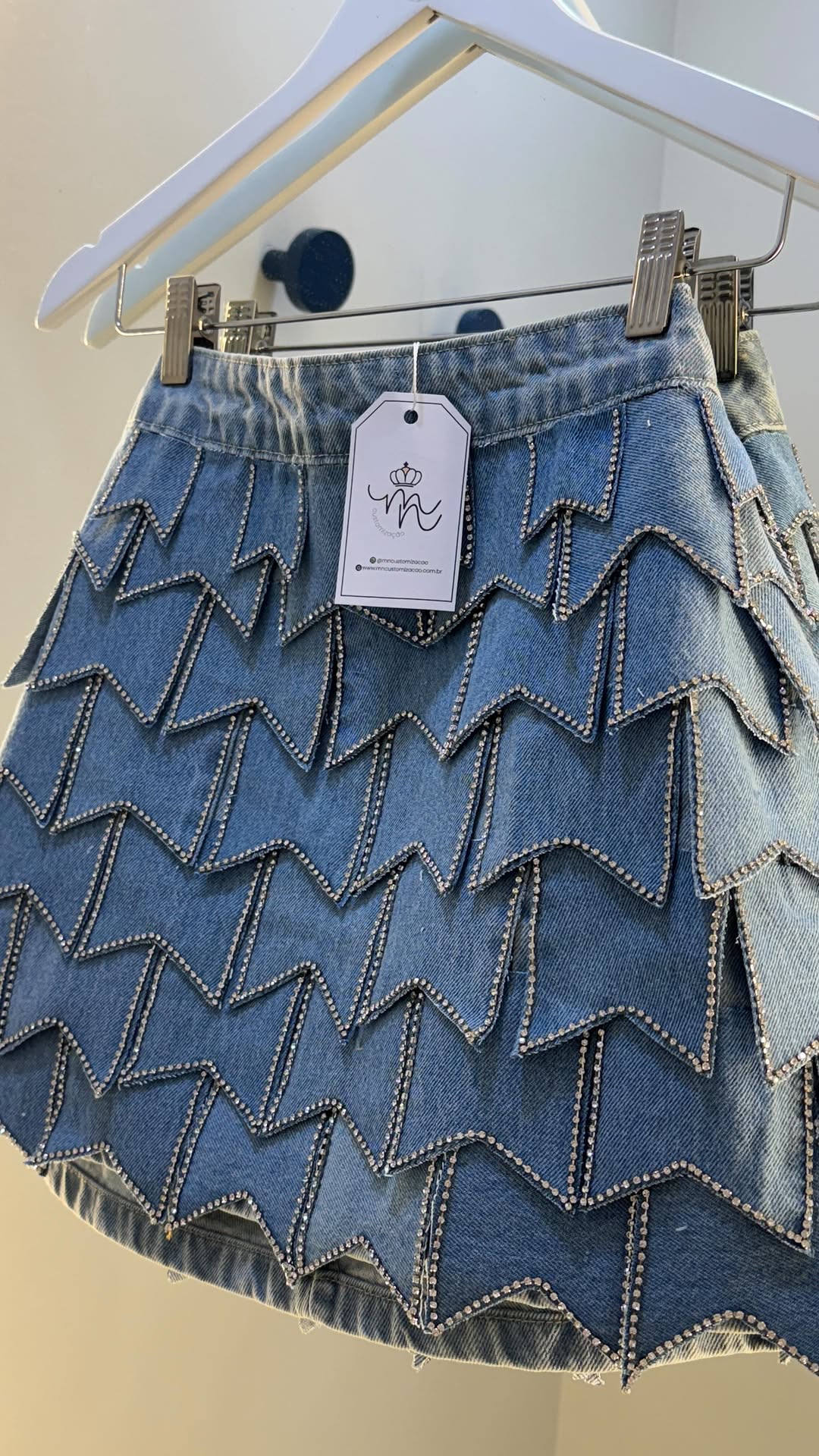 Chic Jewel Denim Skirt