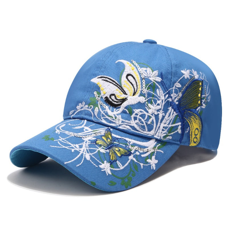 Sequined Butterfly Embroidered Cap