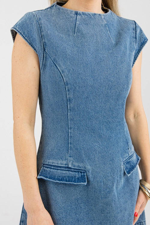 Cute and Firty Pocket Denim Dress