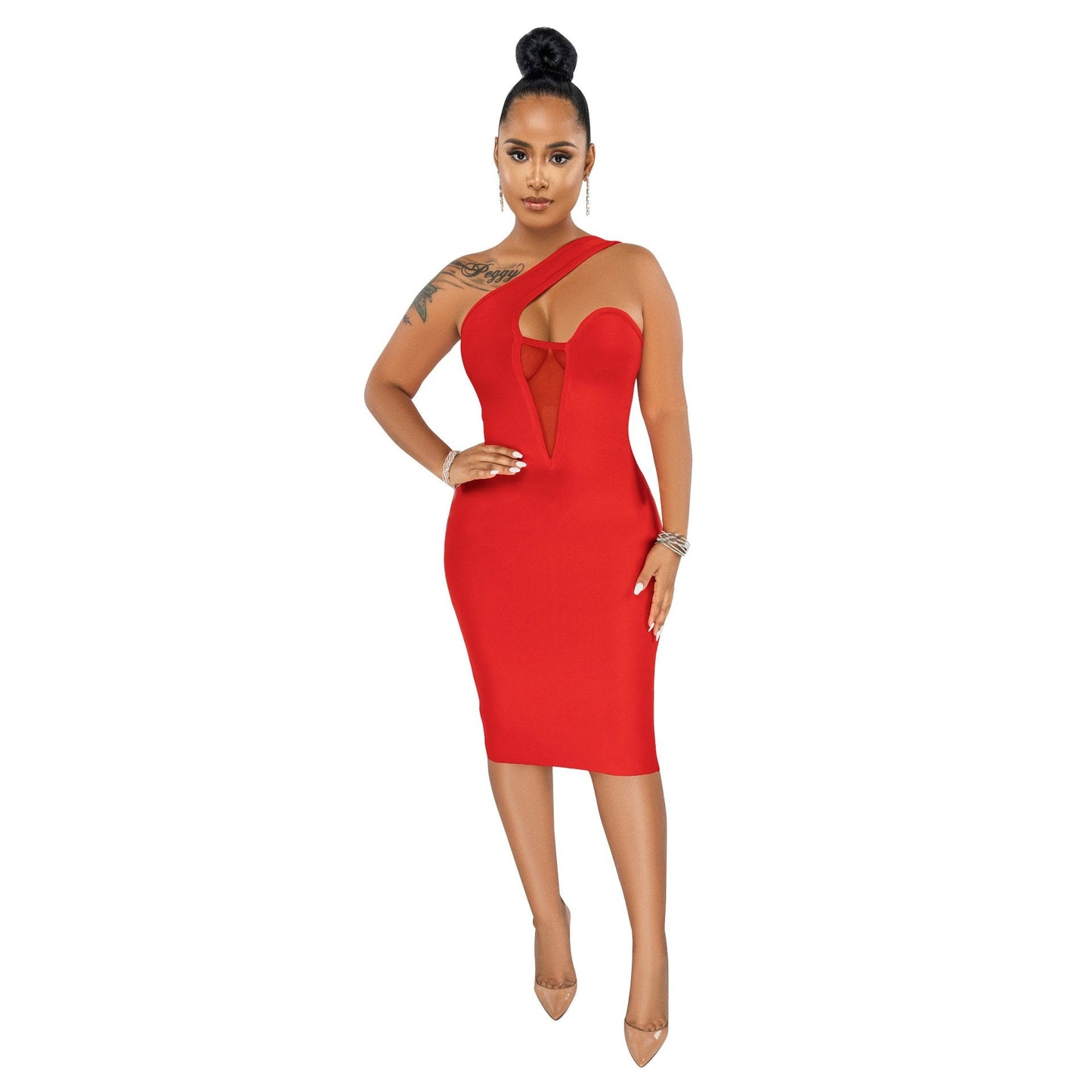 Deep Plunge Midi Dress