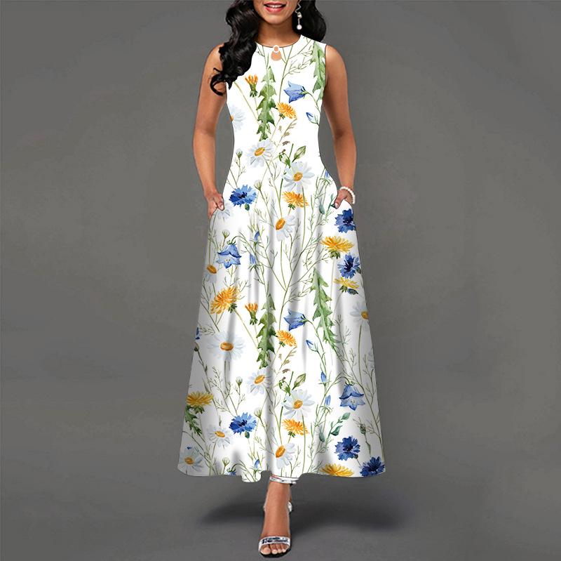 Trendy Sleeveless Round Neck Maxi Dress