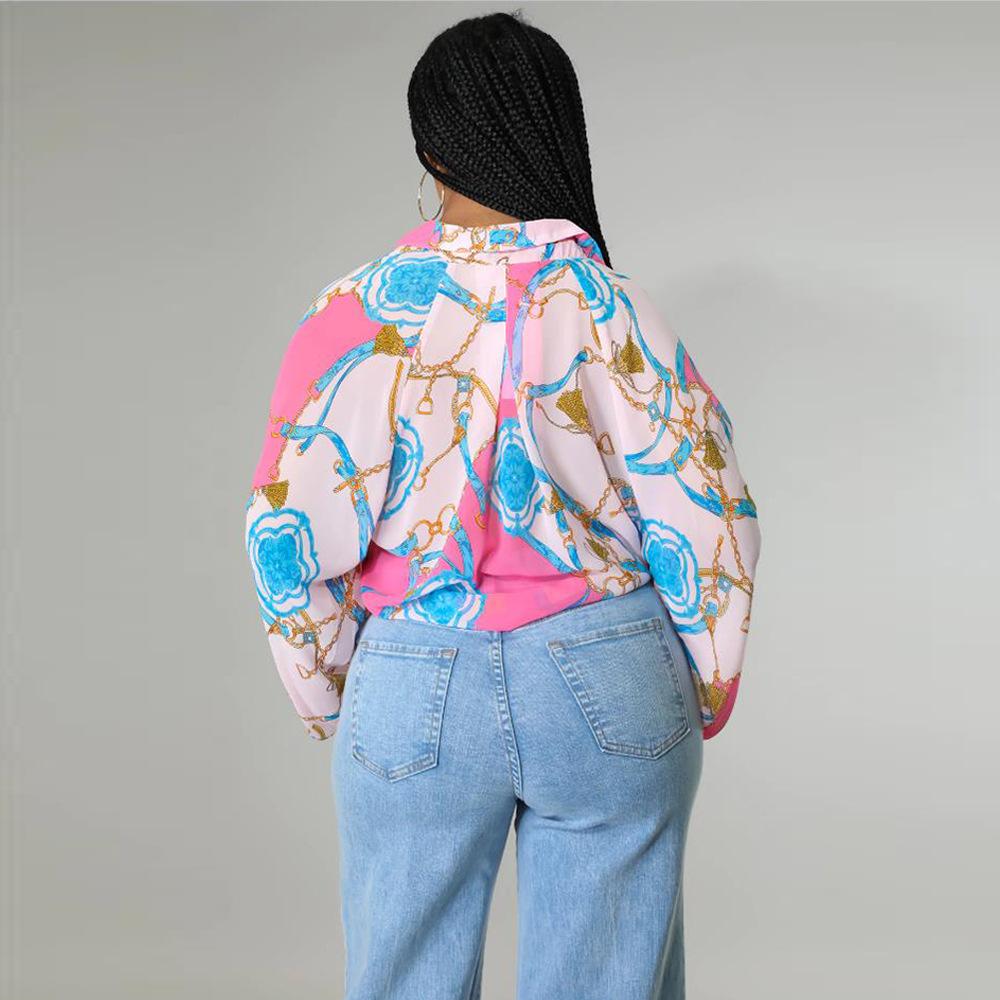 V-neck Bandage Printed Top