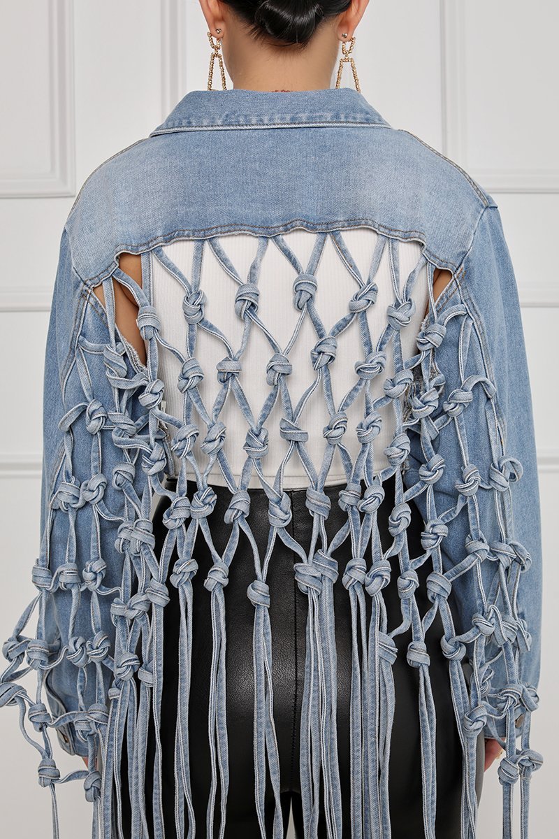 Tassel-Back Denim Jacket
