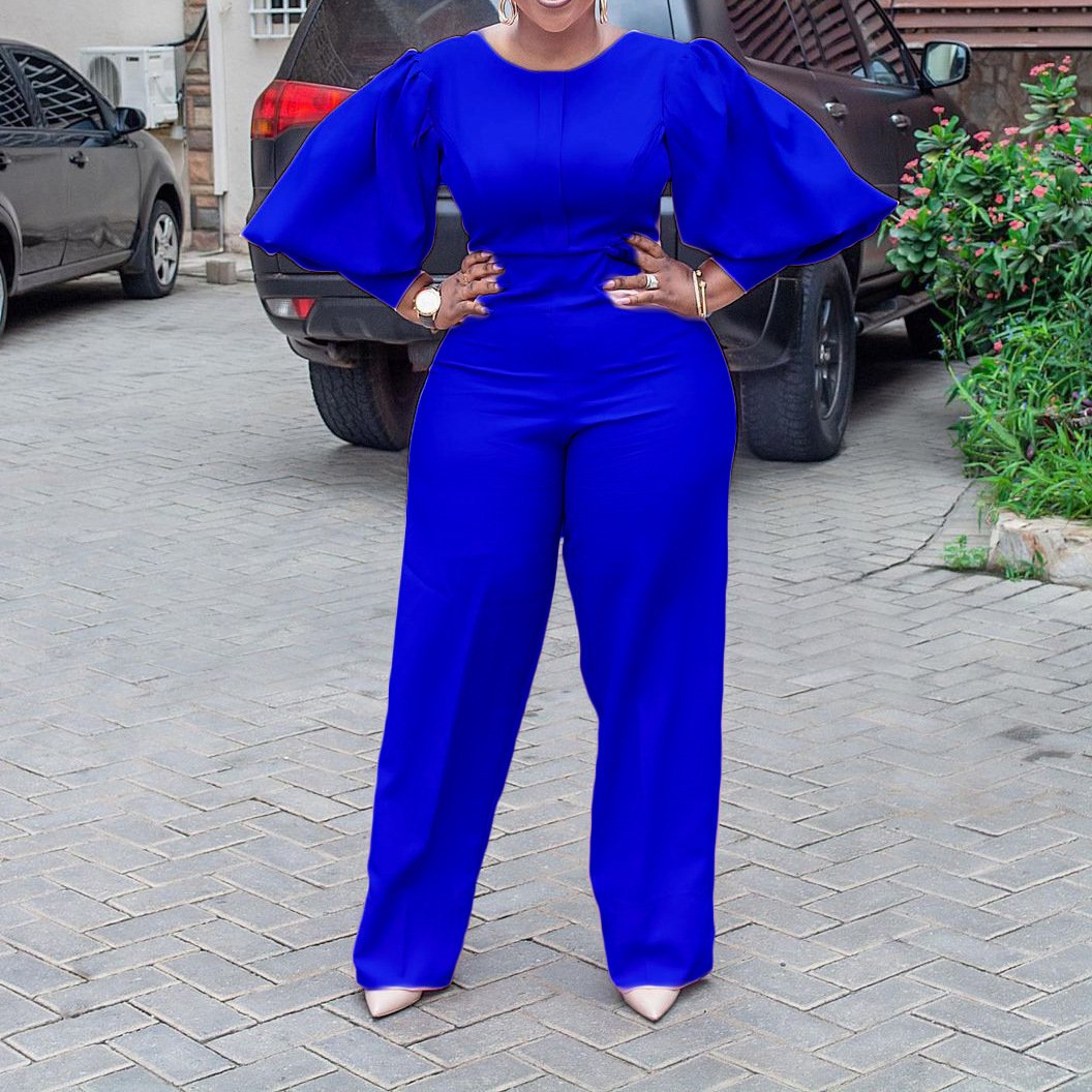 Solid Color Straight Loose Casual Jumpsuit