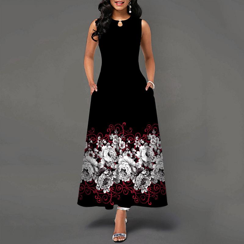 Trendy Sleeveless Round Neck Maxi Dress