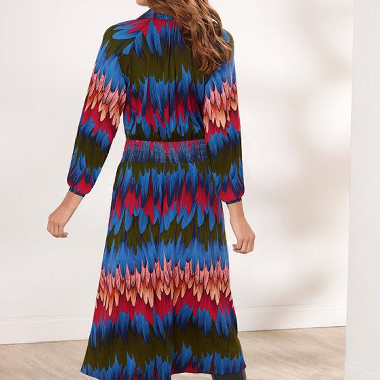 Printed Long Sleeve Shirt Dress