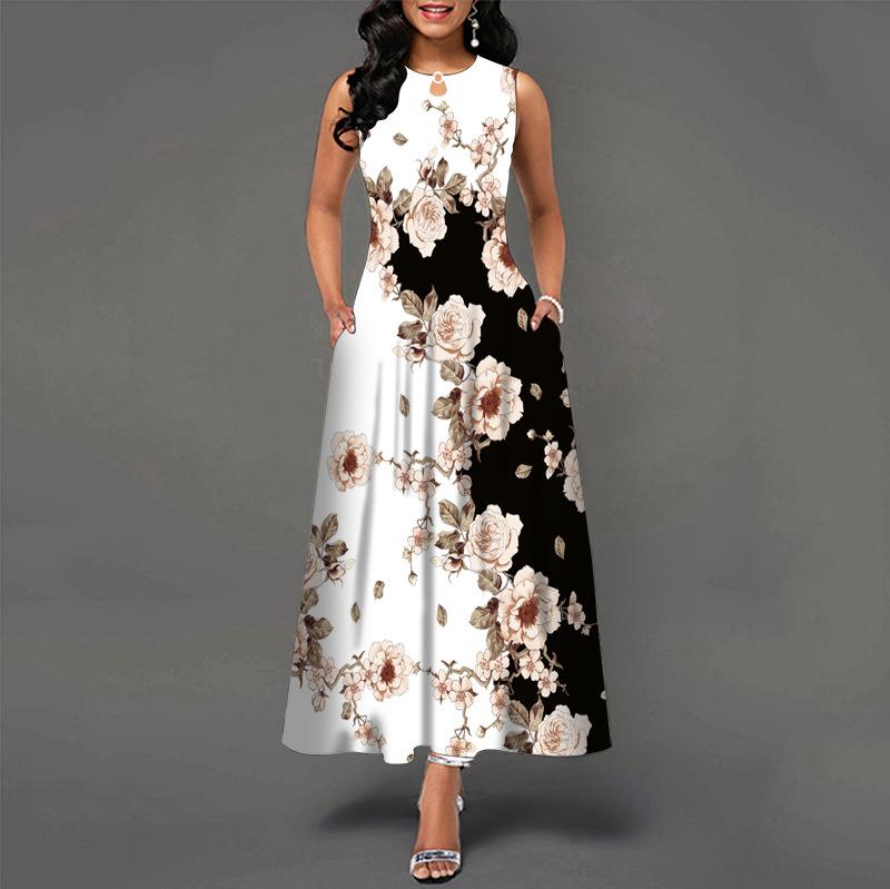 Trendy Sleeveless Round Neck Maxi Dress