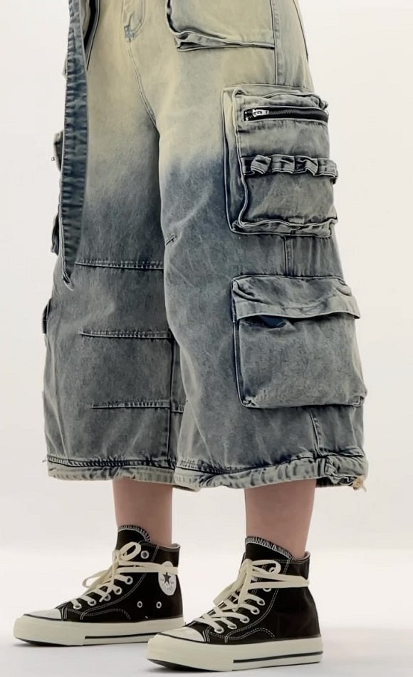 Detachable Retro Trend Casual Pocket Jeans