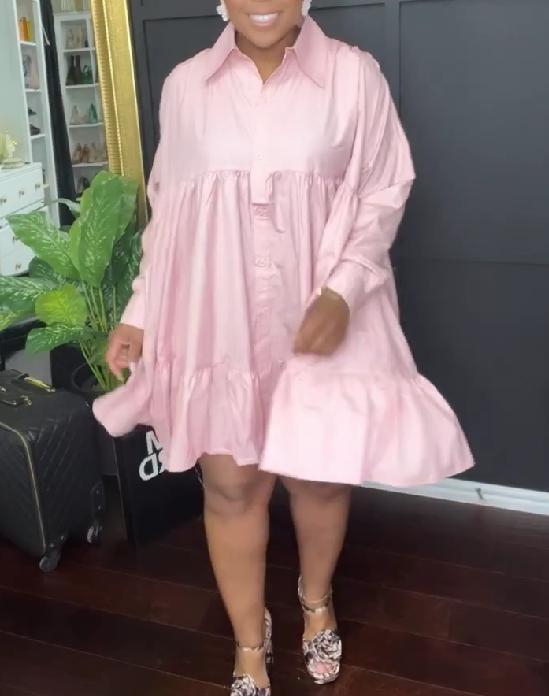 Ruffled long sleeve dress