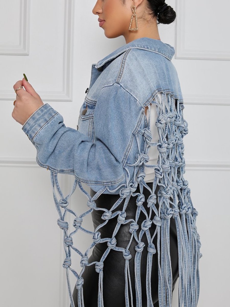 Tassel-Back Denim Jacket