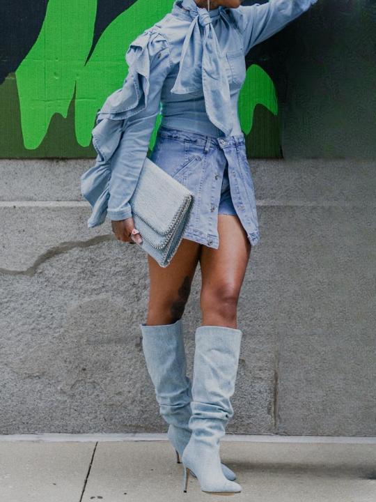 Stylish Bow Denim Top