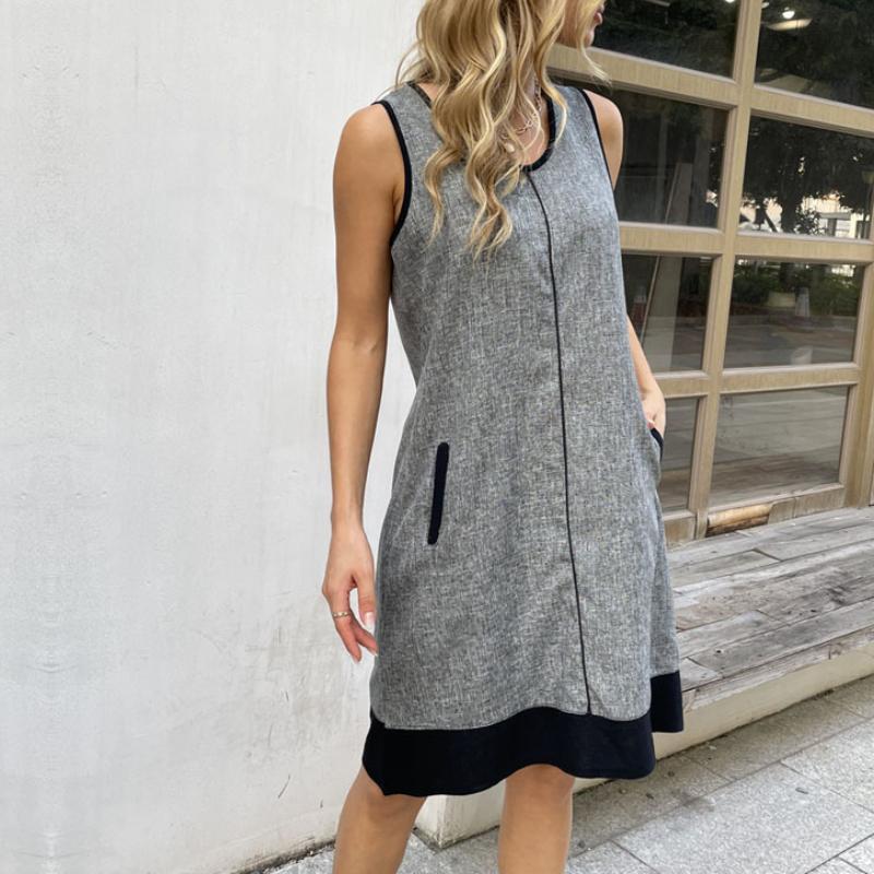 Linen Color-Blocked Dress