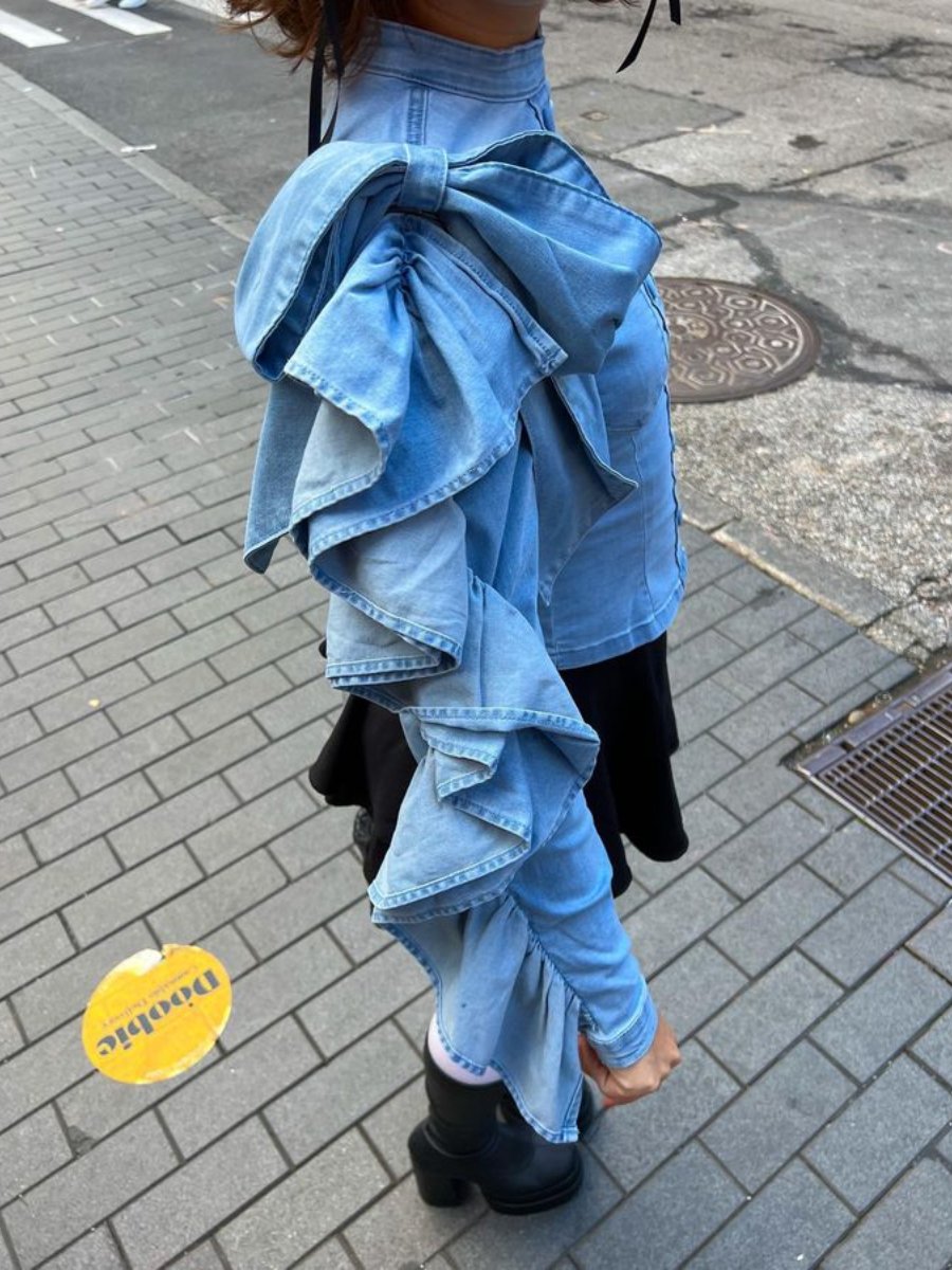 Stylish Bow Denim Top