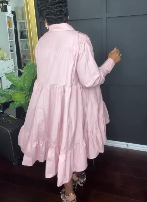 Ruffled long sleeve dress