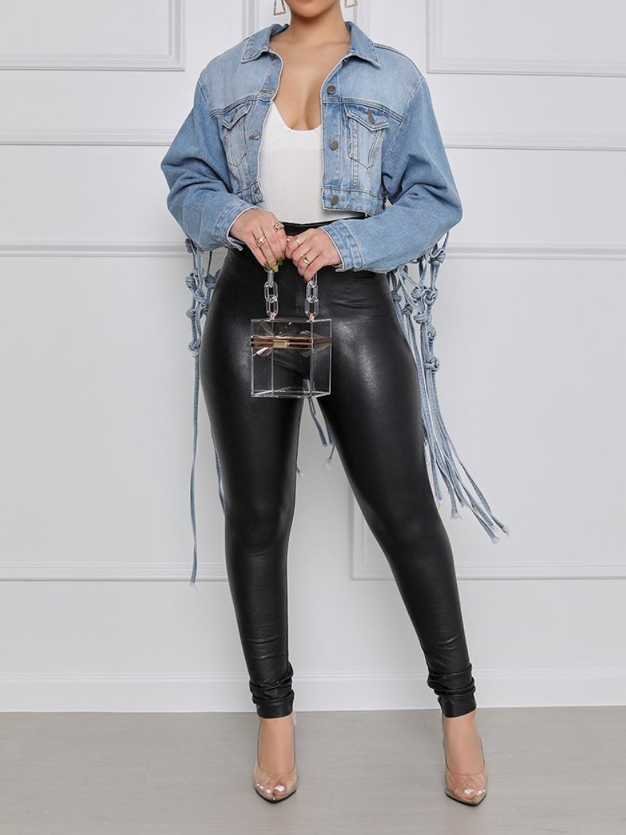 Tassel-Back Denim Jacket