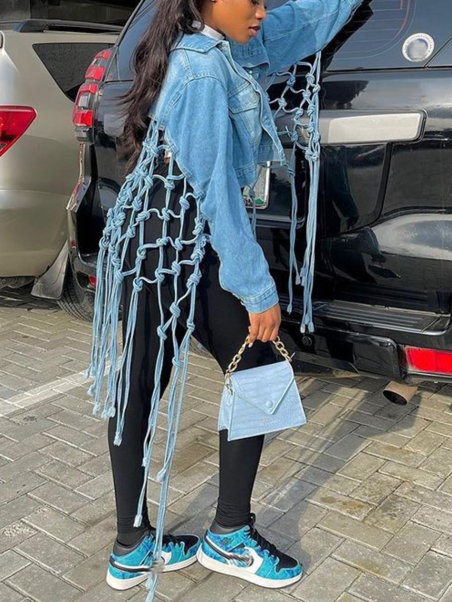 Tassel-Back Denim Jacket