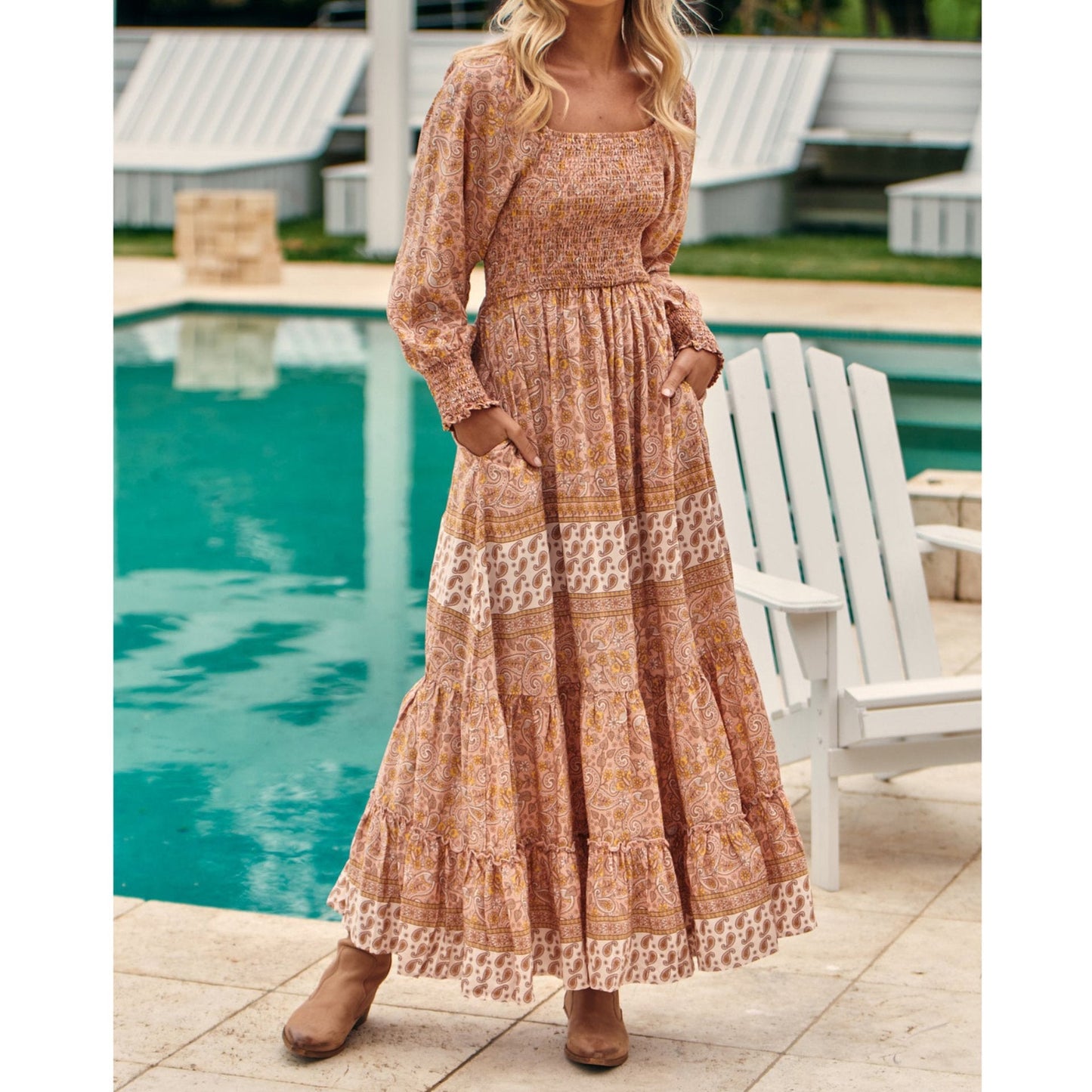 Bohemian Printed Medium Waist Dress