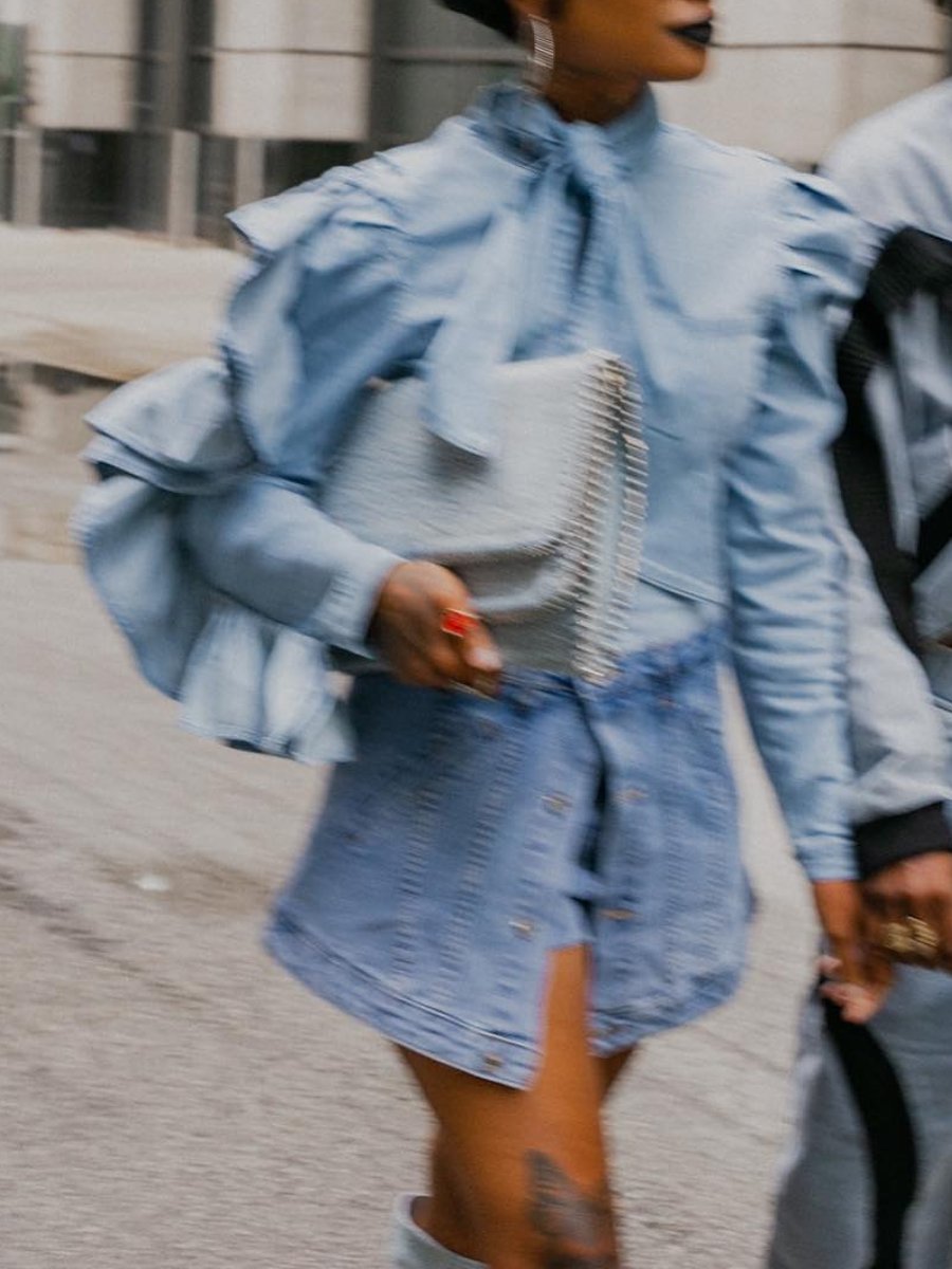 Stylish Bow Denim Top